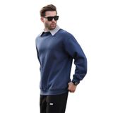 Madmext Lacivert Polo Yaka Erkek Sweatshirt 7086,Lacivert 2XL