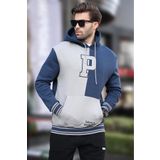 Madmext Lacivert Renk Bloklu Kapüşonlu Baskılı Erkek Sweatshirt 7078