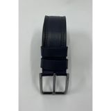 Madmext Lacivert Suni Deri Çift Dikişli Düz Erkek Kemer 7221,Lacivert 125