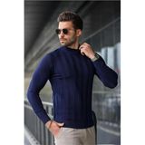 Madmext Lacivert Yarım Balıkçı Erkek Triko Kazak E7423,Lacivert M