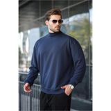 Madmext Lacivert Yarım Balıkçı Yaka Erkek Basic Sweatshirt E7158,Lacivert XL
