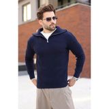 Madmext Lacivert Yarım Fermuarlı Balıkçı Yaka Erkek Triko Kazak E7513 - XL