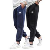 Madmext Lacivert/Siyah Cepli Jogger Erkek 2'Li Paket Eşofman Altı E7445,Lacivert/Siyah S