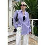 Madmext Lila Uzun Kollu Oversize Gömlek MG2003