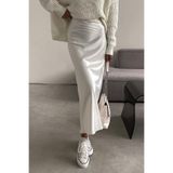 Madmext Mad Girls Beyaz Saten Etek Mg1409,Beyaz M