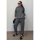 Madmext Mad Girls Füme Kapüşonlu Kadın Eşofman Takımı Mg1225,Gri XL