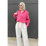Madmext Mad Girls Fuşya Oversize Gömlek Mg1369,Fuşya L