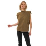 Madmext Mad Girls Kahverengi Vatkalı Tişört Mg900,Kahverengi M