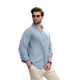 Madmext Mavi Basic%100 Pamuklu Uzun Kollu Erkek Gömlek E6761,Mavi 2XL