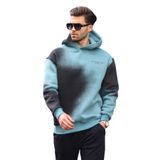 Madmext Mavi Baskılı Kapşonlu Soluk Kumaşlı Oversize Erkek Sweatshirt 7051,Mavi XL