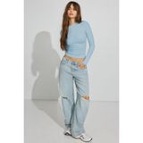 Madmext Mavi Bisiklet Yaka Slim Fit Kadın Body MG2564