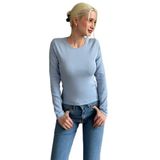 Madmext Mavi Bisiklet Yaka Slim Fit Kadın Body Mg2564,Mavi M