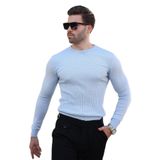 Madmext Mavi Desenli Erkek Triko Kazak 7266,Mavi S