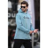 Madmext Mavi Kapüşonlu Baskılı Erkek Sweatshirt 7090