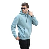 Madmext Mavi Kapüşonlu Cep Detaylı Nakışlı Erkek Sweatshirt 7054,Mavi S