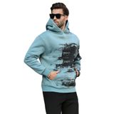 Madmext Mavi Kapüşonlu Desenli Cep Detaylı Erkek Sweatshirt 7059,Mavi M