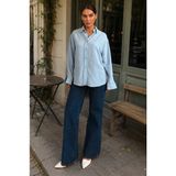 Madmext Mavi Keten Kadın Gömlek MG2797 - XL