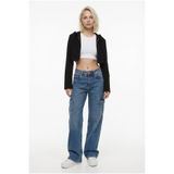 Madmext Mavi Straight Wide Kadın Kargo Cepli Jean Pantolon, 42 Beden