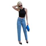 Madmext Mavi Yüksek Bel Kadın Mom Fit Pantolon Mg2389,Mavi 36