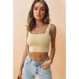 Madmext MG1010 Mad Girls Bej Crop