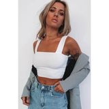 Madmext MG1010 Mad Girls Beyaz Crop