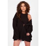Madmext MG1195 Siyah Mad Girls Kapüşonlu Sırt Baskılı Kadın Sweatshirt