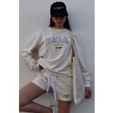 Madmext MG1210 Bej Mad Girls Baskılı Kadın Sweatshirt