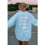 Madmext MG1219 Mavi Mad Girls Sırt Baskılı Kadın Sweatshirt