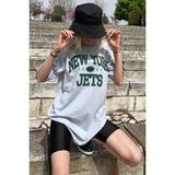 Madmext MG1226 Gri Baskılı Oversize Kadın T-shirt