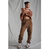 Madmext MG1235 Camel Kadın Beli Lastikli Oversize Eşofman Altı