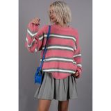 Madmext MG1244 Pembe Çizgili Triko Kazak