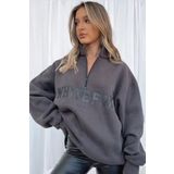 Madmext MG1246 Füme Kadın Fermuar Detaylı Sweatshirt