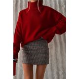 Madmext MG1252 Kadın Mad Girls Kırmızı Balıkçı Yaka Kazak