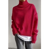 Madmext MG1252 Kadın Mad Girls Pembe Balıkçı Yaka Kazak