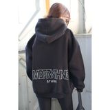 Madmext MG1287 Kadın Mad Girls Siyah Baskılı Oversize Sweatshirt