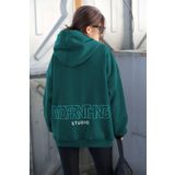 Madmext Mg1287 Mad Girls Petrol Mavisi Baskılı Oversize Sweatshirt