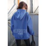 Madmext MG1287 Mad Girls Saks Baskılı Oversize Sweatshirt