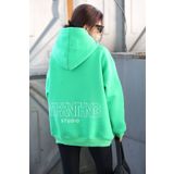 Madmext MG1287 Mad Girls Yeşil Baskılı Oversize Sweatshirt