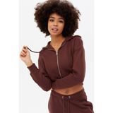 Madmext MG1355 Mad Girls Kahverengi Crop Sweatshirt