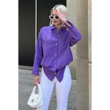 Madmext MG1369 Kadın Mad Girls Mor Oversize Gömlek