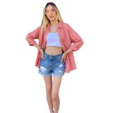 Madmext MG1369 Kadın Mad Girls Pudra Oversize Gömlek