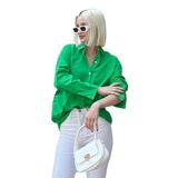 Madmext MG1369 Kadın Mad Girls Yeşil Oversize Gömlek