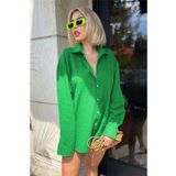 Madmext MG1369 Mad Girls Çağla Yeşili Oversize Gömlek