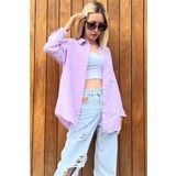 Madmext MG1369 Mad Girls Lila Oversize Gömlek