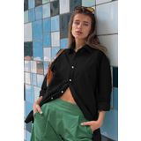Madmext MG1369 Mad Siyah Oversize Kadın Gömlek