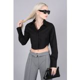 Madmext MG1382 Mad Girls Siyah Kısa Kadın Gömlek