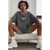 Madmext MG1491 Kadın Füme Baskılı Oversize Tişört