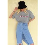 Madmext MG1517 Mint Yeşili Baskılı Oversize Kadın T-shirt