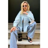 Madmext MG1525 Pembe Çizgili Over Fit Kadın Gömlek