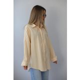 Madmext MG1525 Sarı Çizgili Over Fit Gömlek